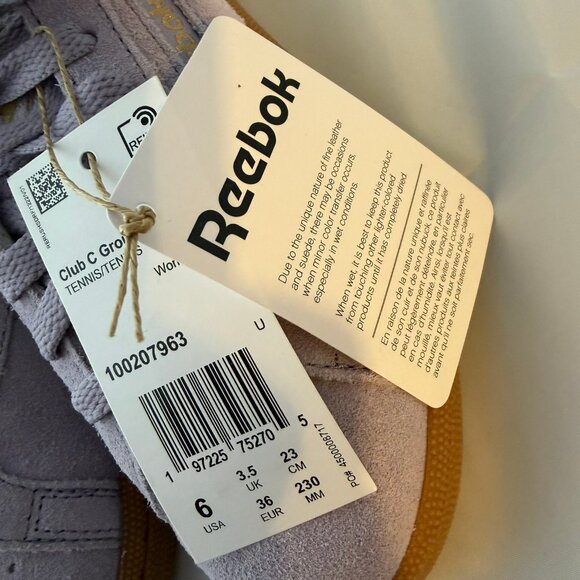 Reebok  Club C Ground Sneakers 'Purple/Lime'  Women Size 6  NEW with box - Picture 3 of 9